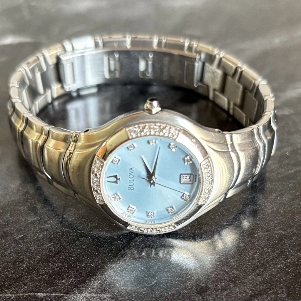 Bulova Womens Diamond Watch Stainless Steel Mother Of Pearl Dial